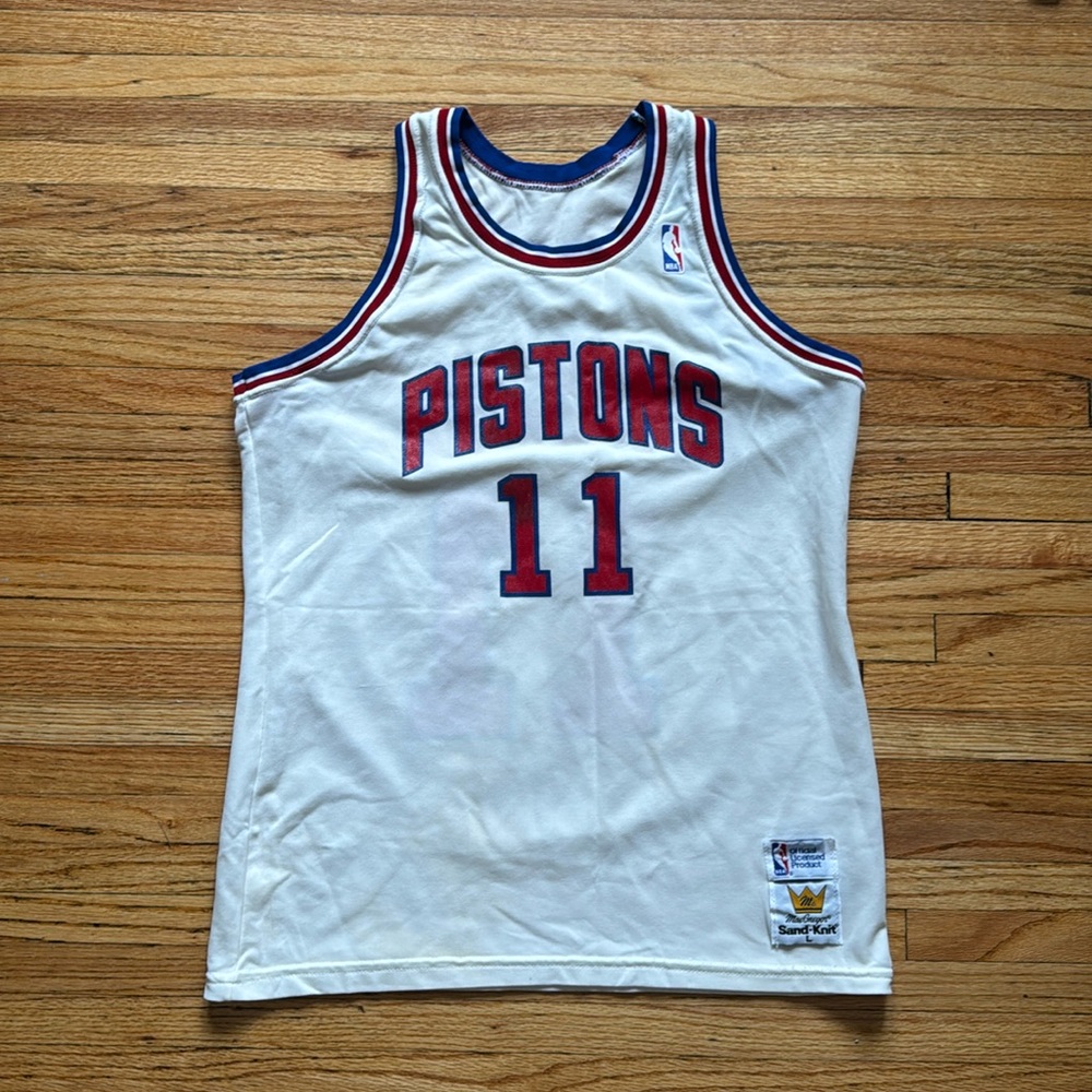Vintage 1980s Isiah Thomas Detroit Pistons Jersey / Large / Sand Knit / Rare